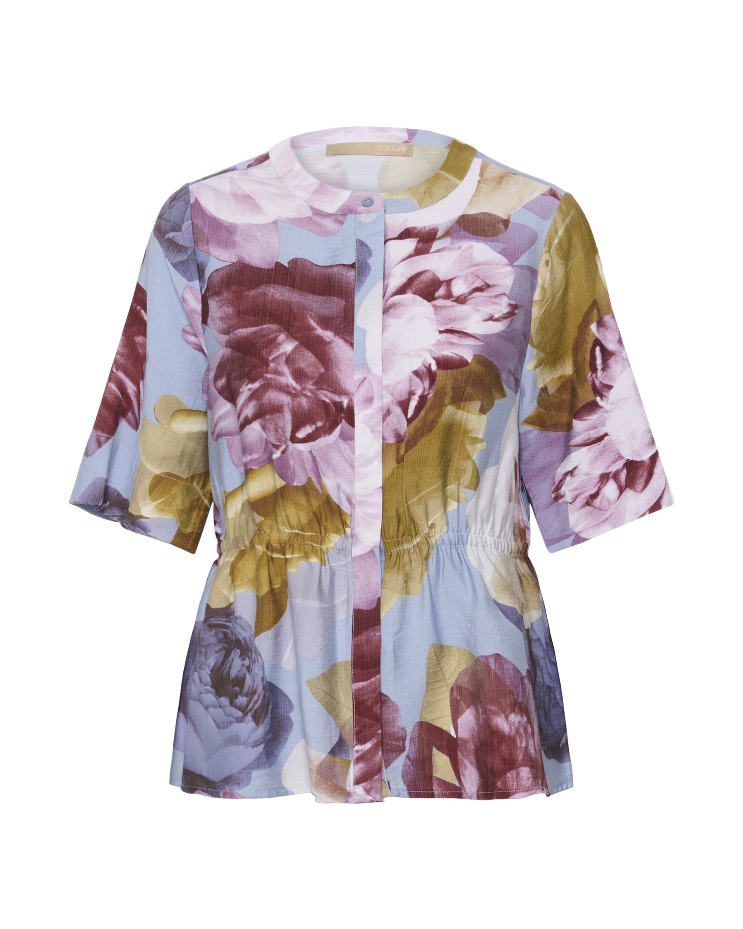 CULTURE Blouse 'CUMagna Greece' in de kleur Blauw / Geel / Lichtroze, Productweergave