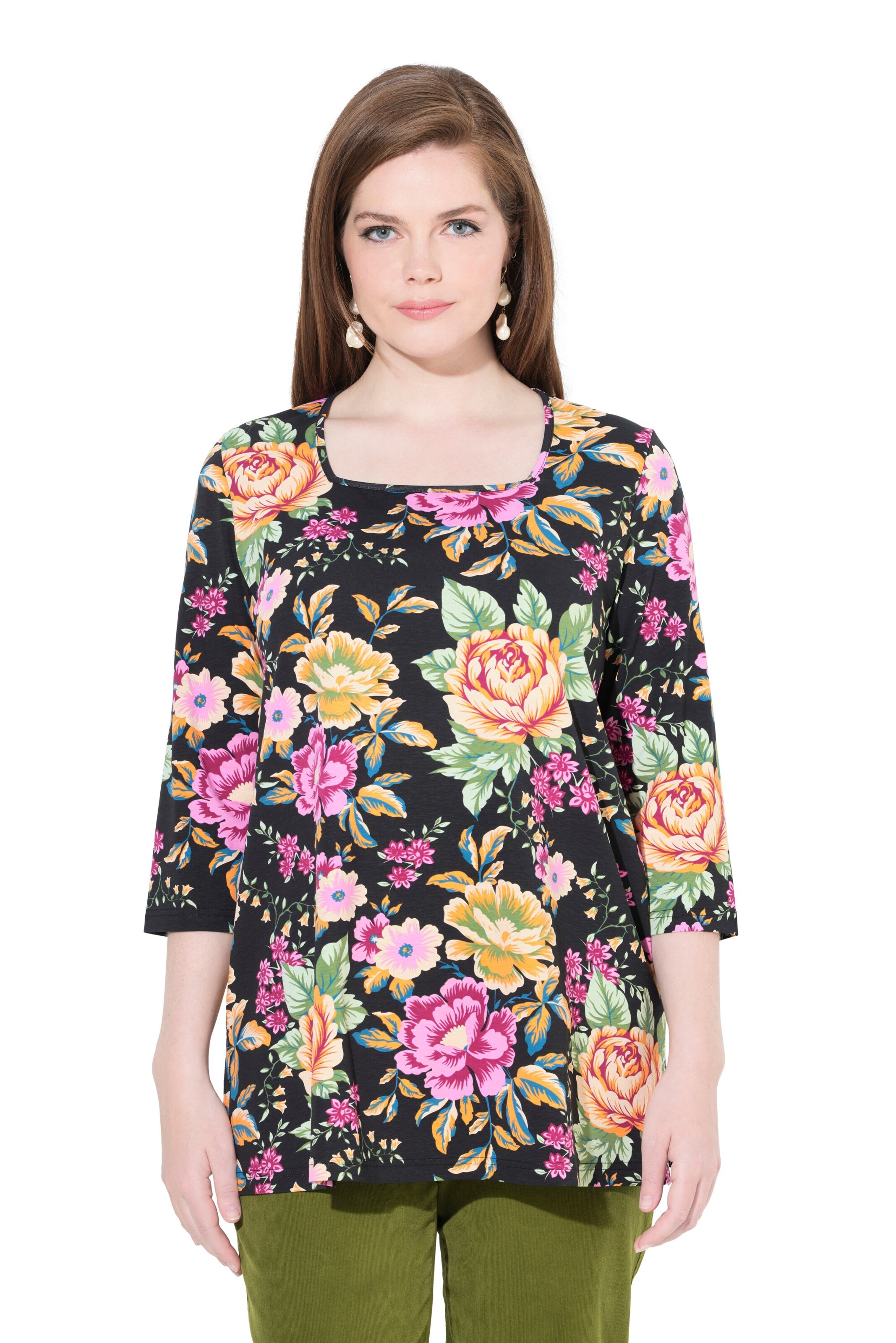 Ulla Popken Shirt in Zwart: voorkant