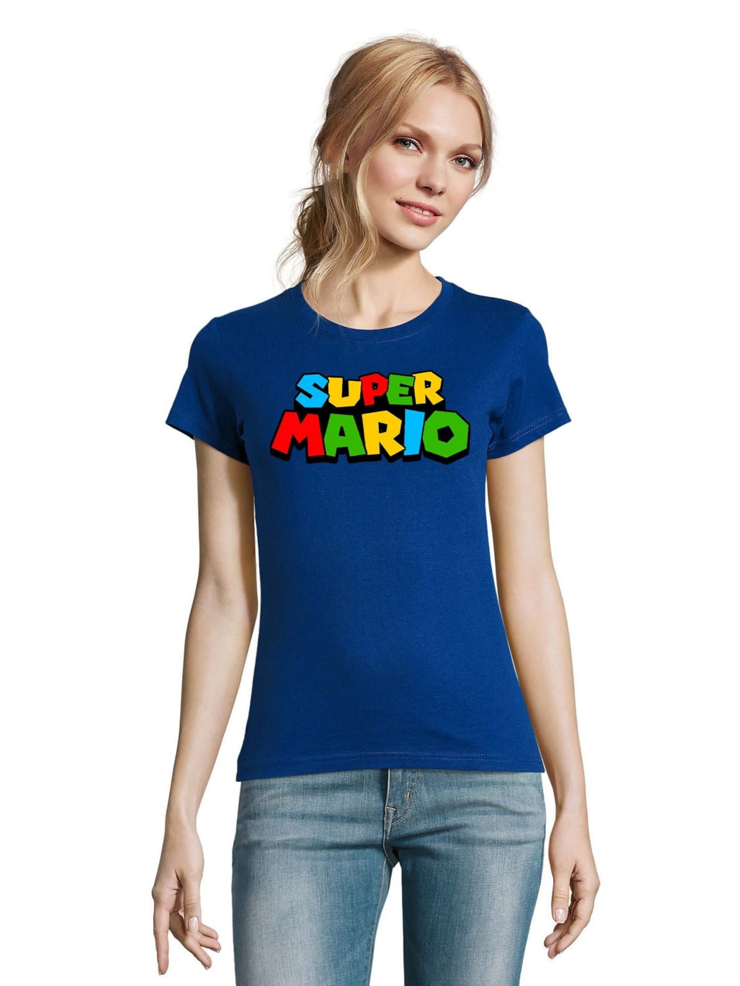 Blondie & Brownie Shirt 'SuperMario' in Blue: front