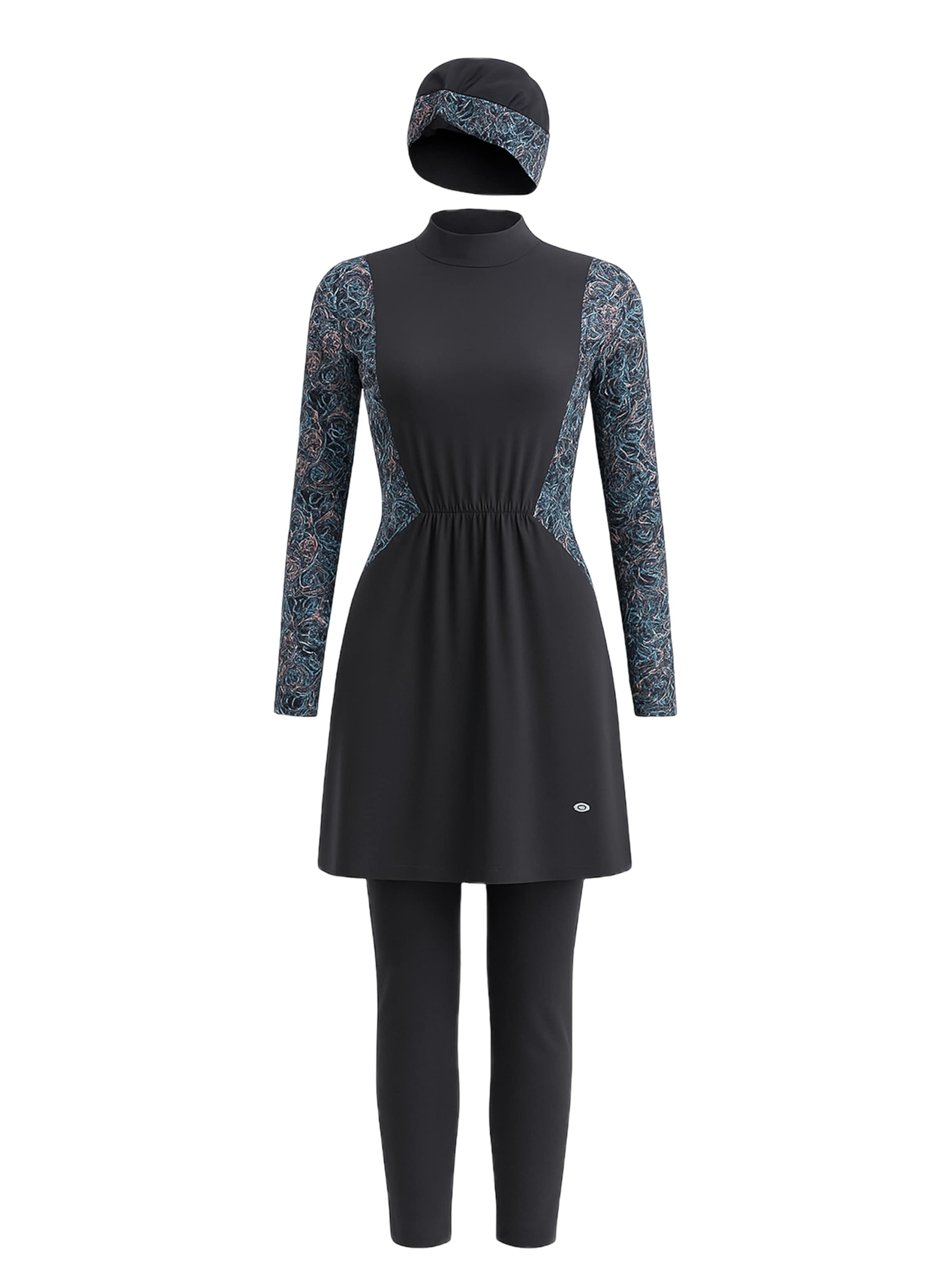 C&City Hijab-Badeanzug in azur / pink / schwarz / weiß, Produktansicht