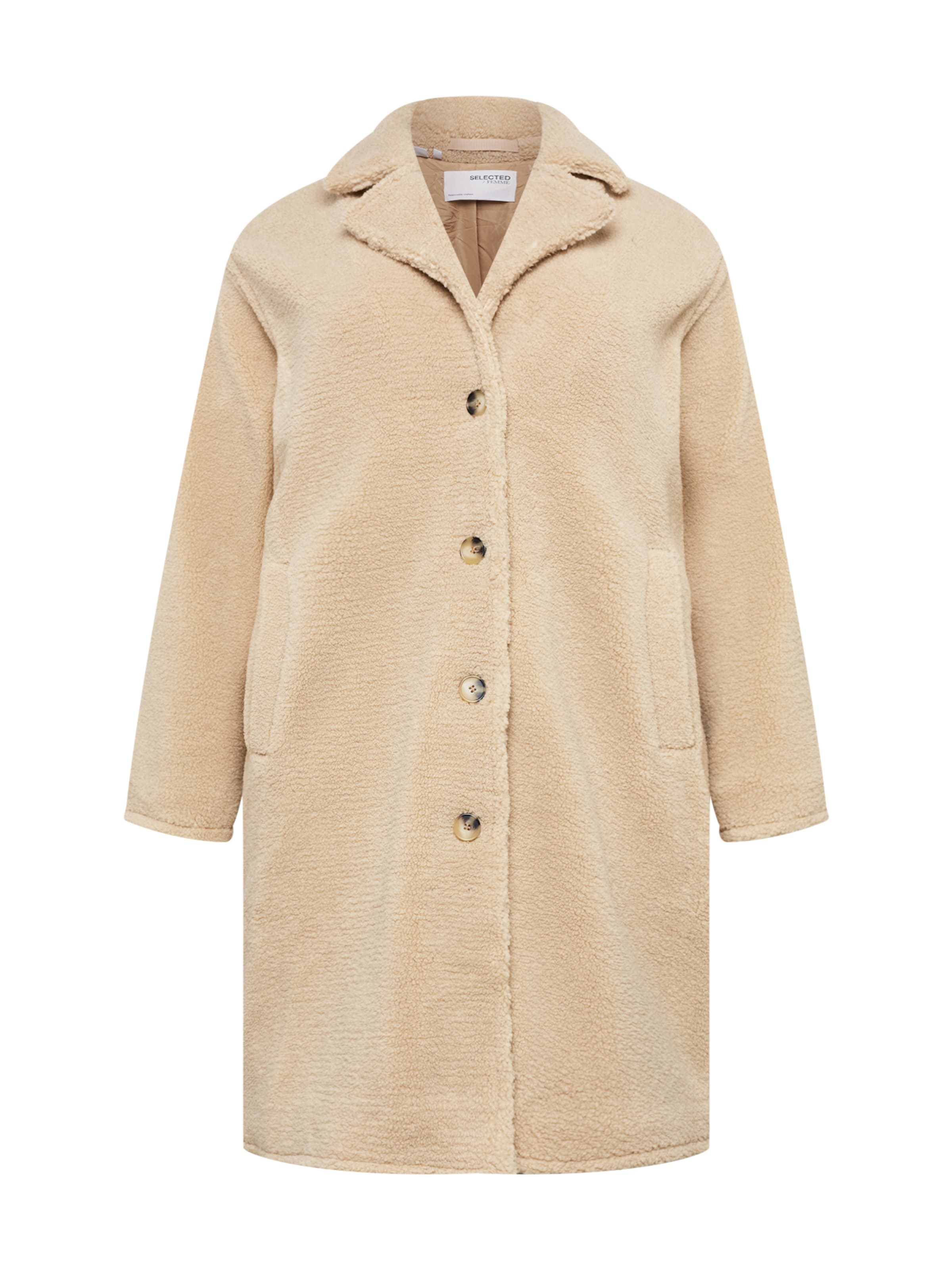 Selected Femme Curve Between-seasons coat 'LANA' in Beige: front