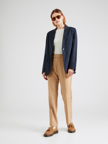 MOS MOSH Regular Trousers with creases in Beige
