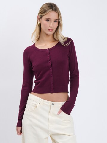 Influencer Knit Cardigan in Purple: front