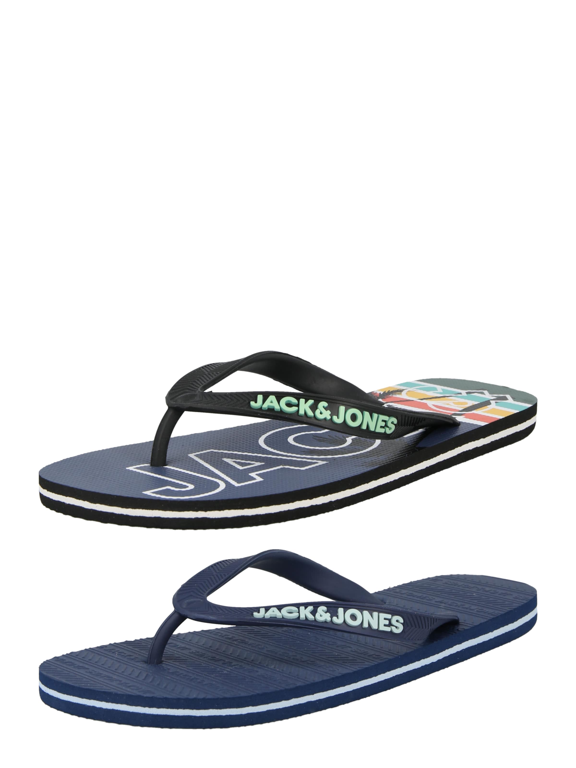 JACK & JONES T-Bar Sandals in Blue: front