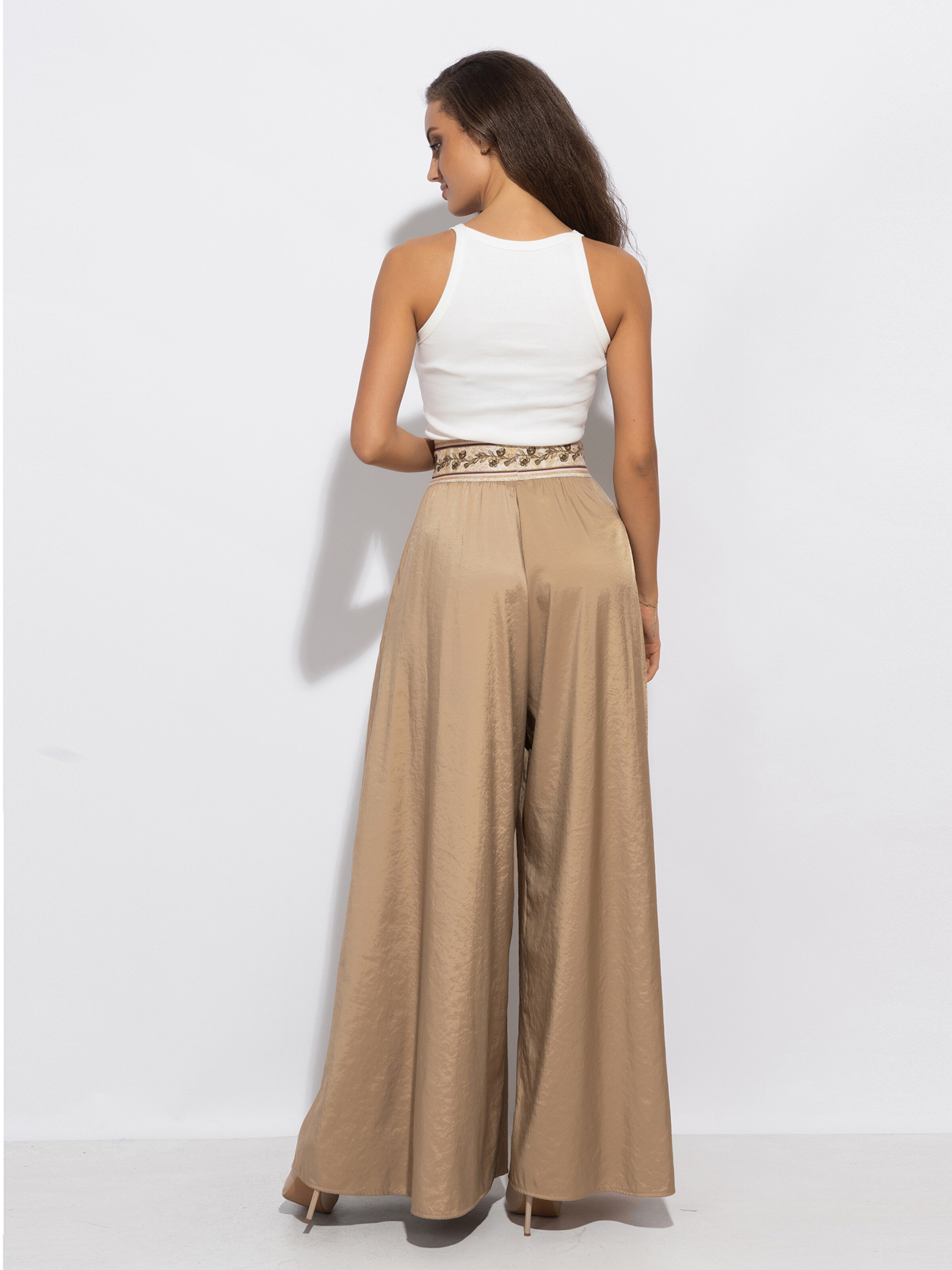 JIORO Wide leg Byxa 'ESSENTIALS' i beige
