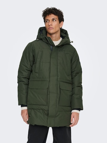Only & Sons Winter Jacket 'CAM ' in Green: front