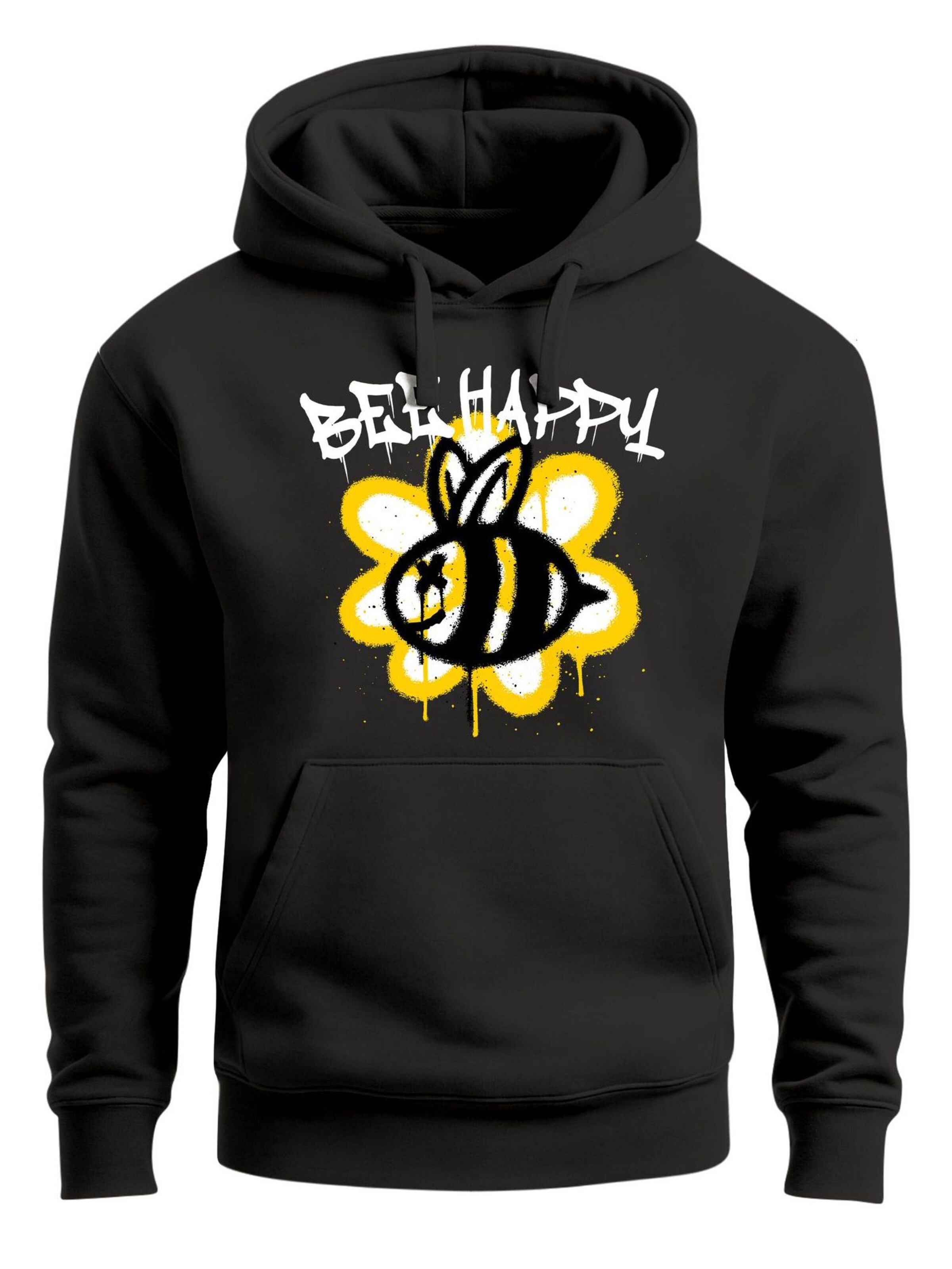 Neverless Sweatshirt 'Bee Happy'‌‌‌‌‌‌‌‌ in Schwarz: Vorderseite
