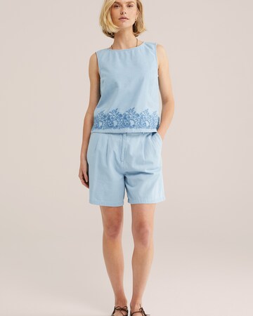 mėlyna WE Fashion Plačios klešnės Džinsai su kantu