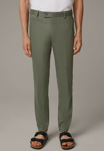 STRELLSON Slim fit Pleated Pants in Green: front