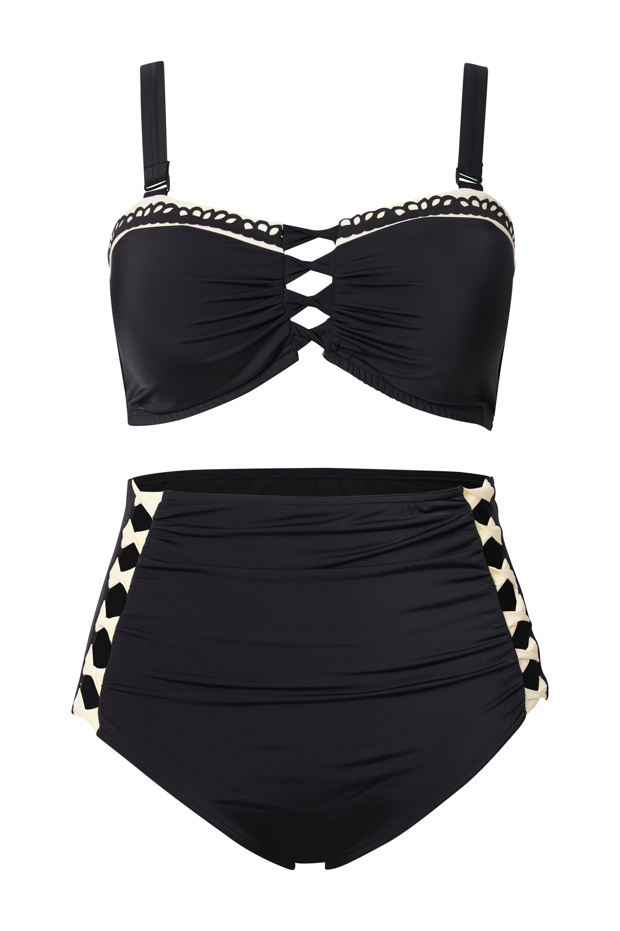 Ulla Popken Minimizer Bikini in Schwarz: Vorderseite