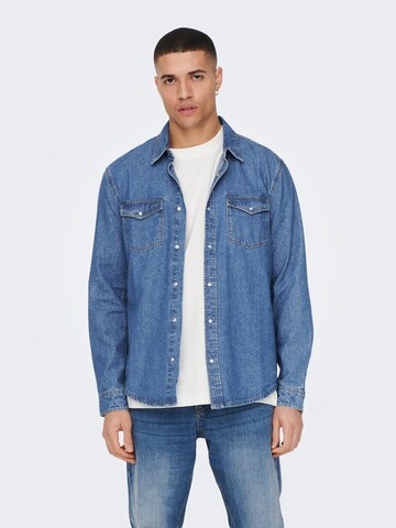 Only & Sons Comfort fit Koszula 'Bane' w kolorze niebieski: przód