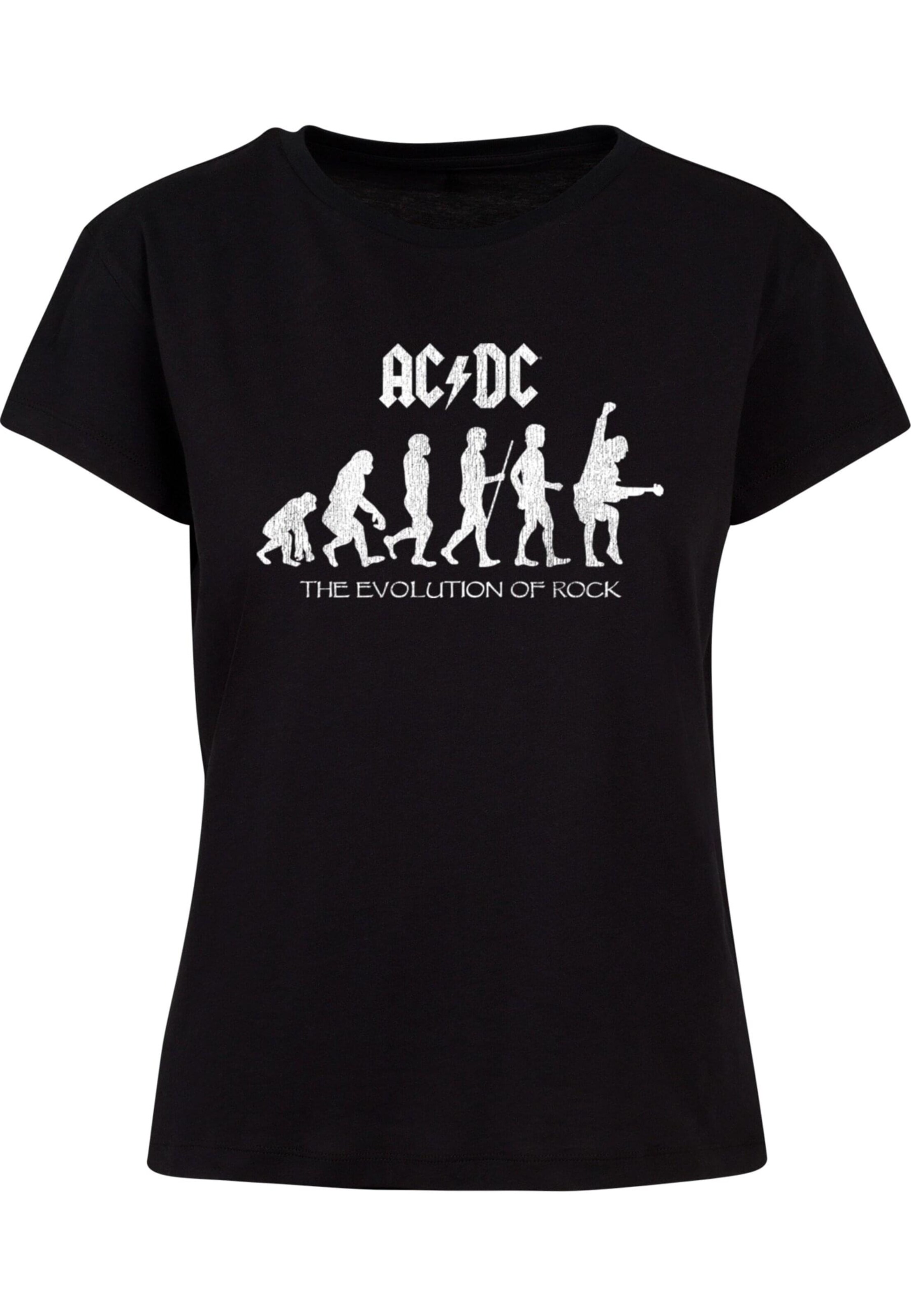 Merchcode Shirt 'ACDC - Evolution Of Rock' in Black: front