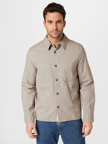Rotholz Regular fit Button Up Shirt 'Herringbone' in Beige: front