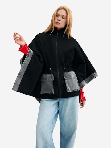 Desigual Cape 'PONCHO_DENIM ALDAMA GREY 26WAIA29' in Zwart: voorkant