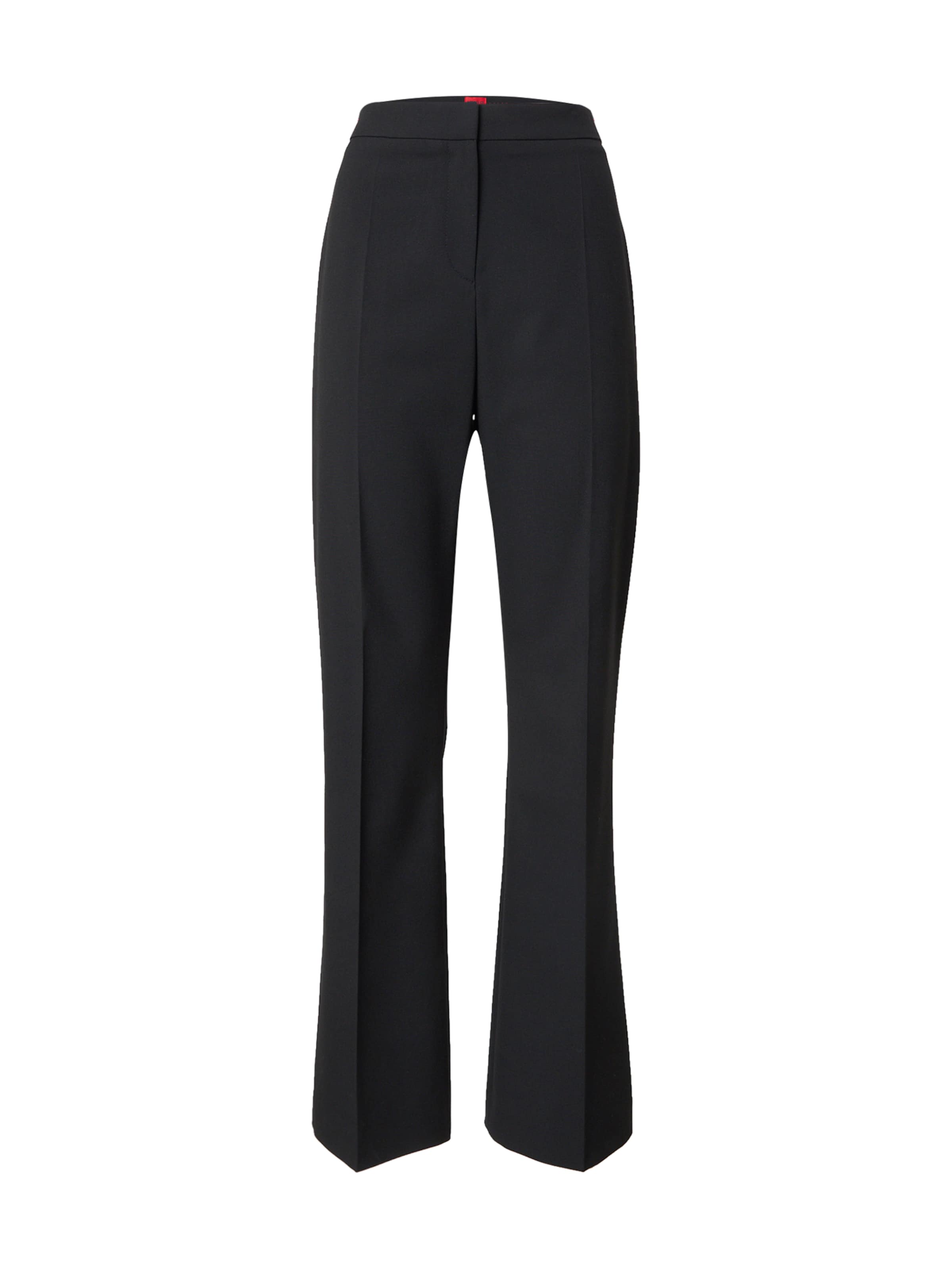 HUGO Loosefit Pressveckad byxa 'Hizana' i svart: framsida