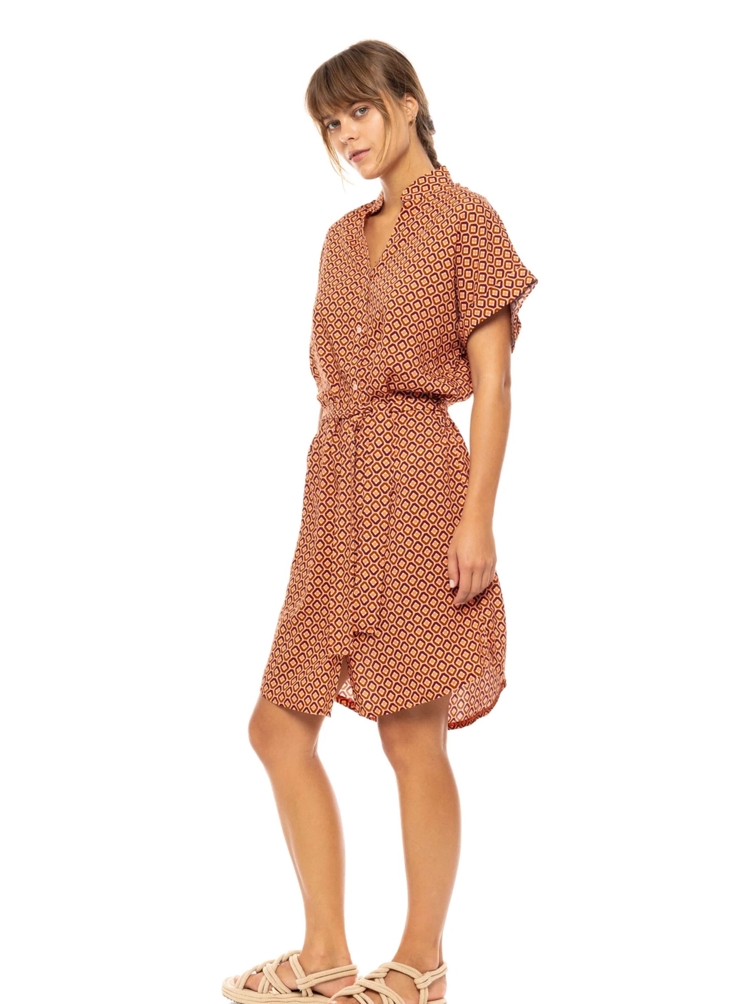 Pink Label Zomerjurk 'BEACHWEAR PRISM GEO' in Bruin