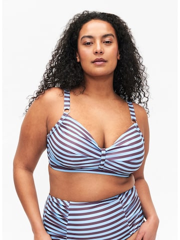 Swim by Zizzi T-shirt Bikinioverdel i blå: forside