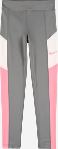 NIKE Skinny Workout Pants 'Trophy' in Grey: front