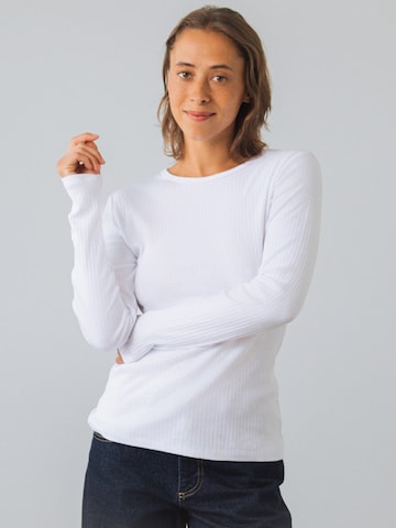 Honest Basics Shirt 'Long Rib'‌‌‌‌‌ in Weiß