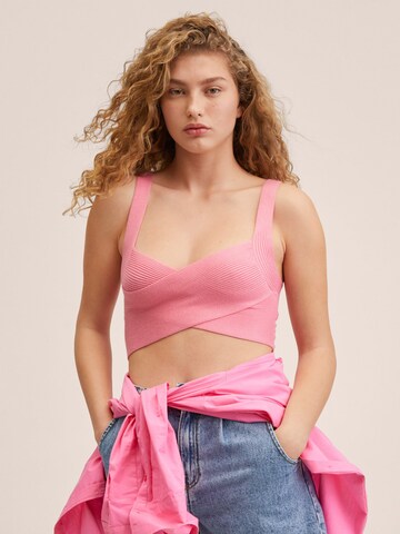 MANGO Knitted Top 'EVA' in Pink: front