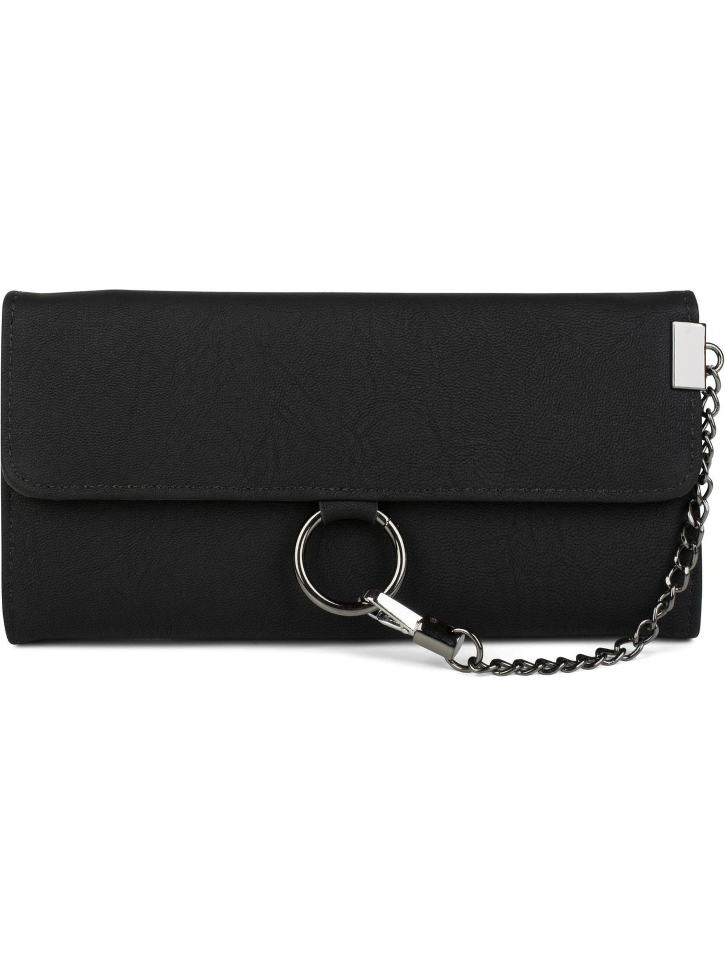 styleBREAKER Portemonnaie 'Geldbörse mit Ring und Kette'‌‌‌ in Schwarz: Vorderseite