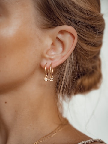 Boucles d'oreilles 'Eyes and Lips' Hey Happiness en or : devant