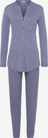 Hanro Langarm Pyjama ' Pure Essence ' in Blau: front