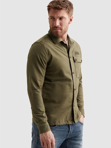 PME Legend Regular fit Skjorta 'Shirt jacket with garment-dye wash and button closure' i grön