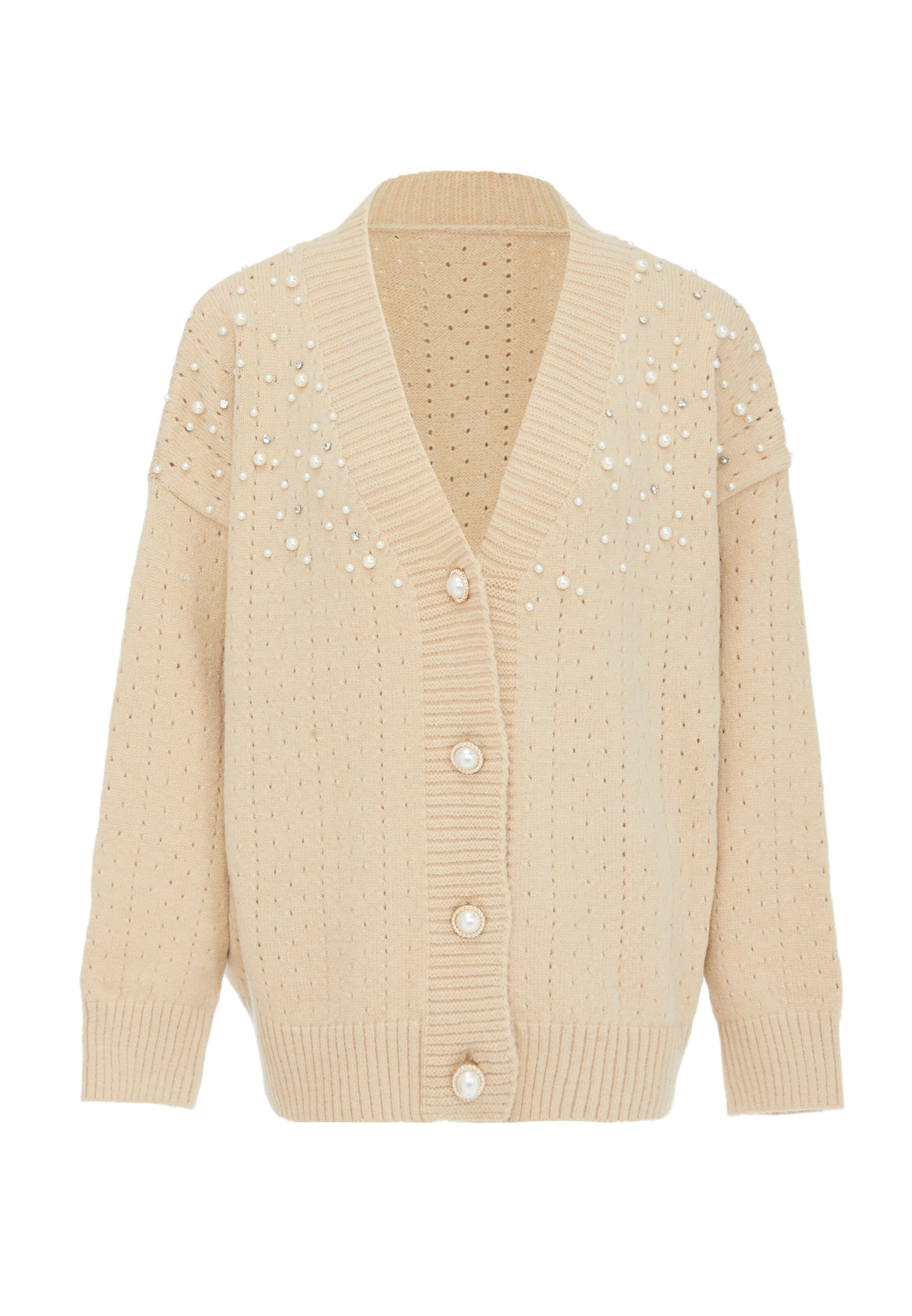 caissa Gebreid vest in Beige: voorkant