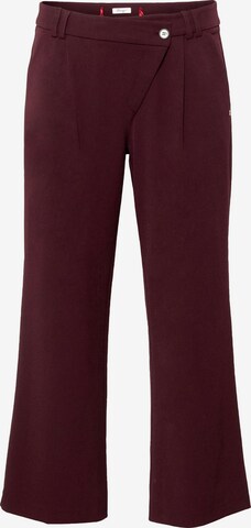 SHEEGO Pleat-Front Pants in Red: front
