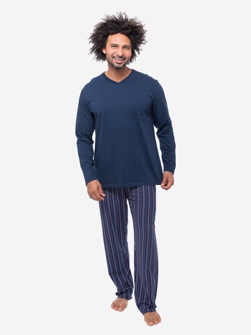 Ammann Pyjama lang 'Night & Home Cotton'‌‌‌‌‌ in Blau