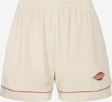 UNFOLLOWED x ABOUT YOU Regular Shorts 'MEMBER' in Beige: predná strana