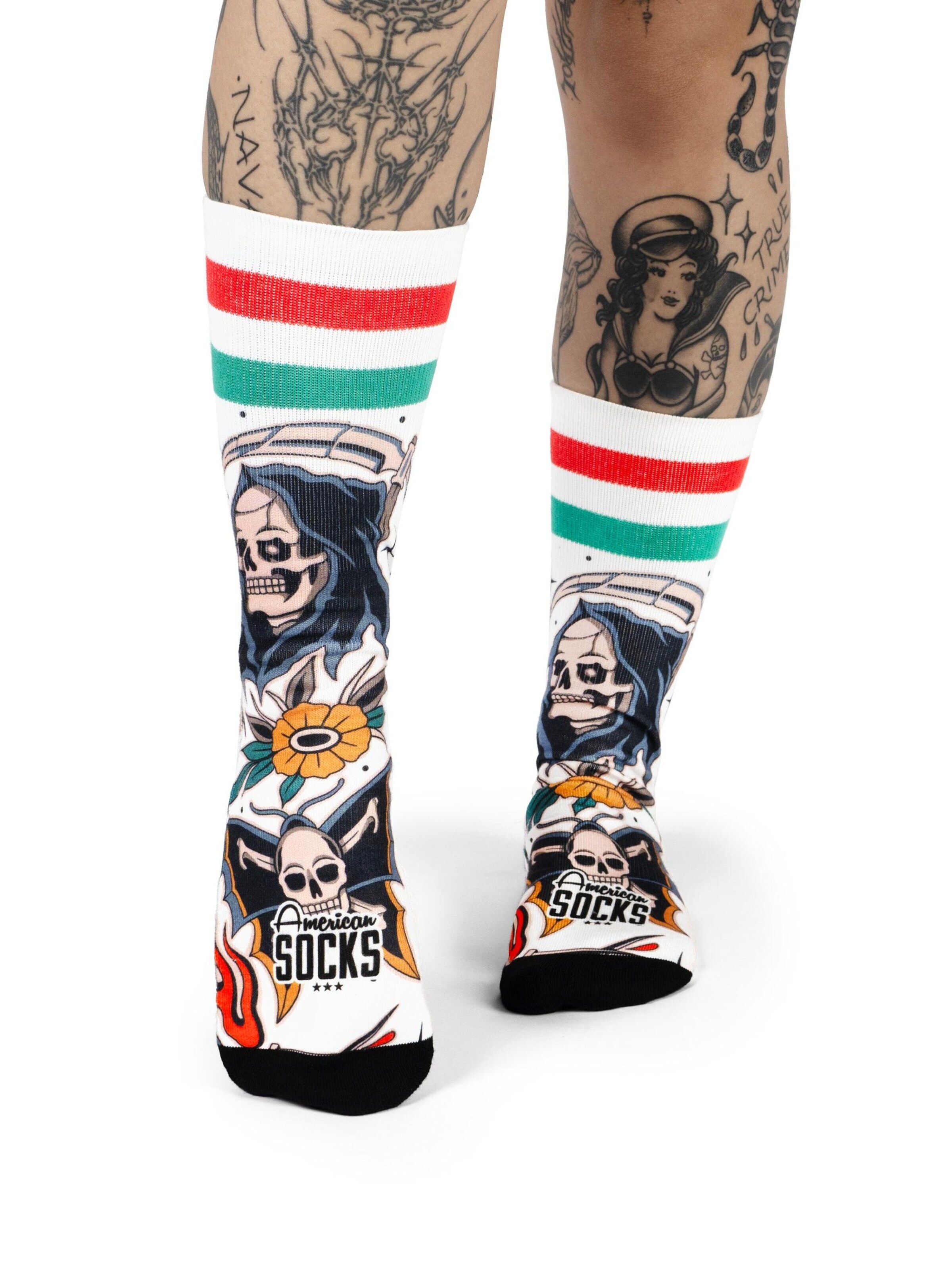 Chaussettes 'Death proof' American Socks en blanc : devant