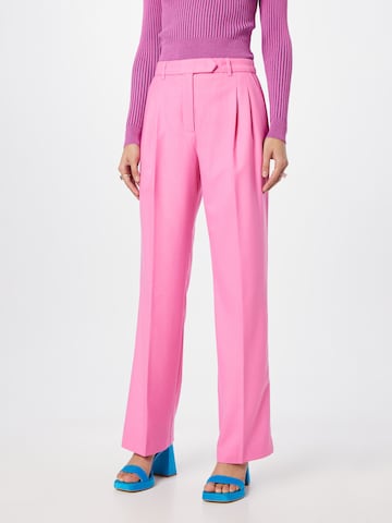 Designers Remix Regular Pleat-Front Pants 'Nottingham' in Pink: front