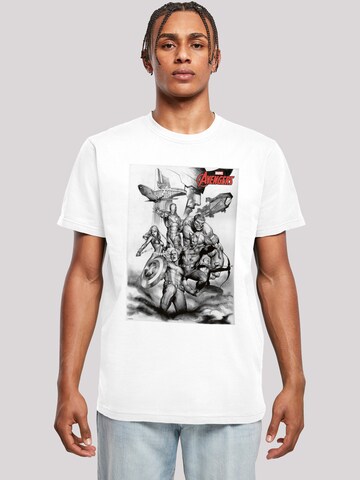 T-Shirt 'Marvel Avengers Assemble Team' F4NT4STIC en blanc : devant
