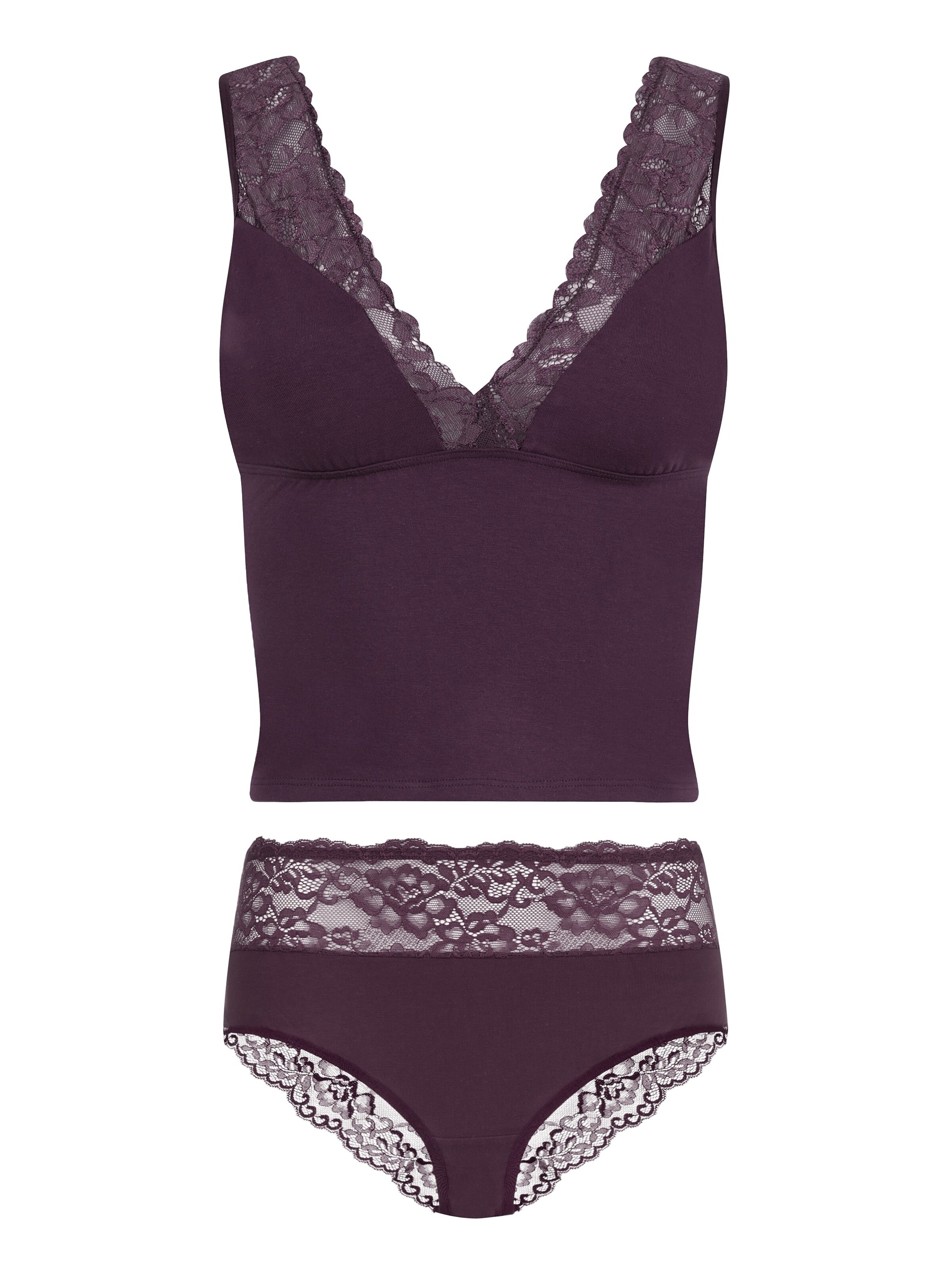 Evoni Wäsche-Sets 'mit Spitze' in Lila: Vorderseite