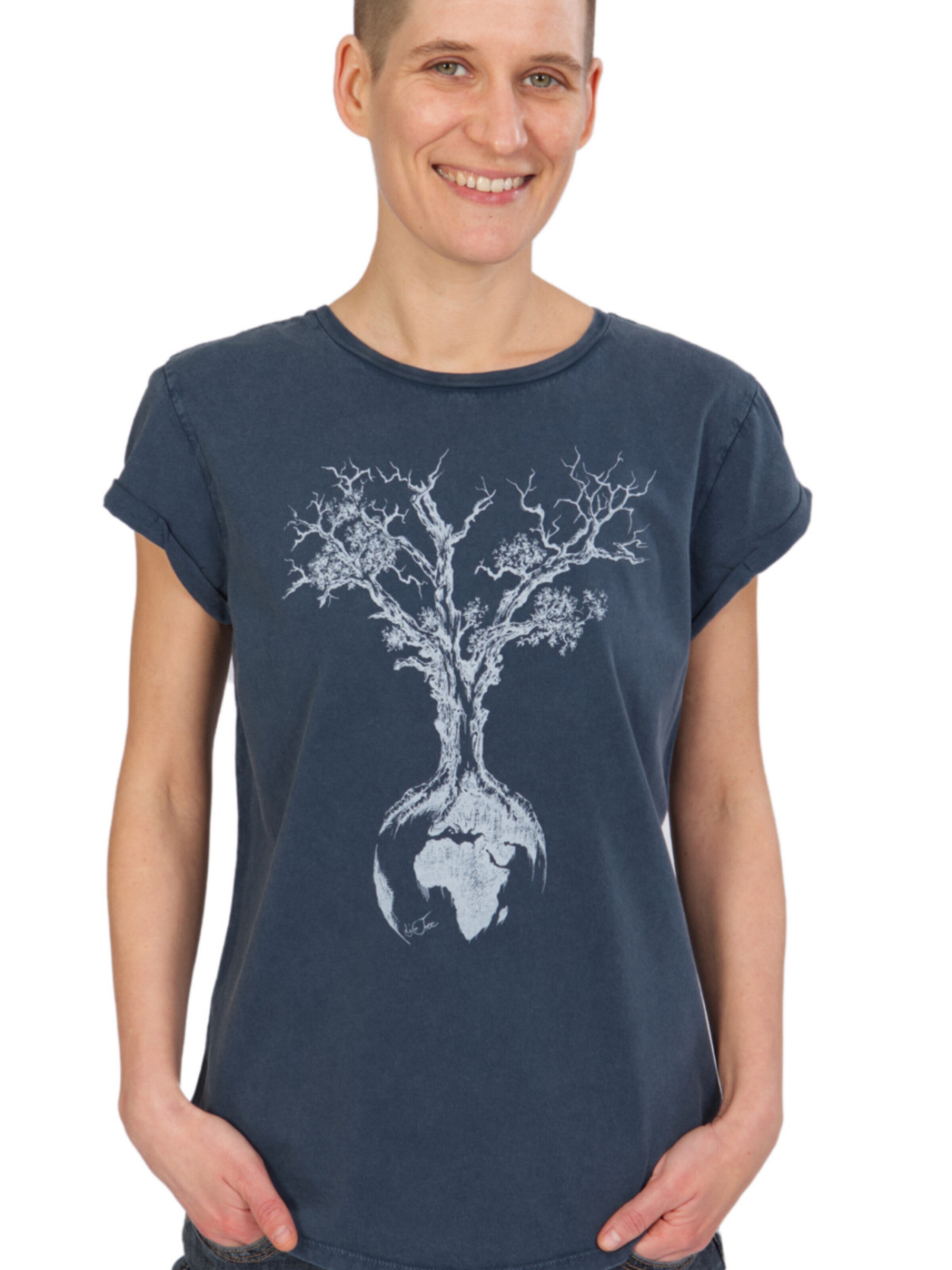 Life-Tree Shirt 'Fairwear Organic Weltenbaum' in Blue