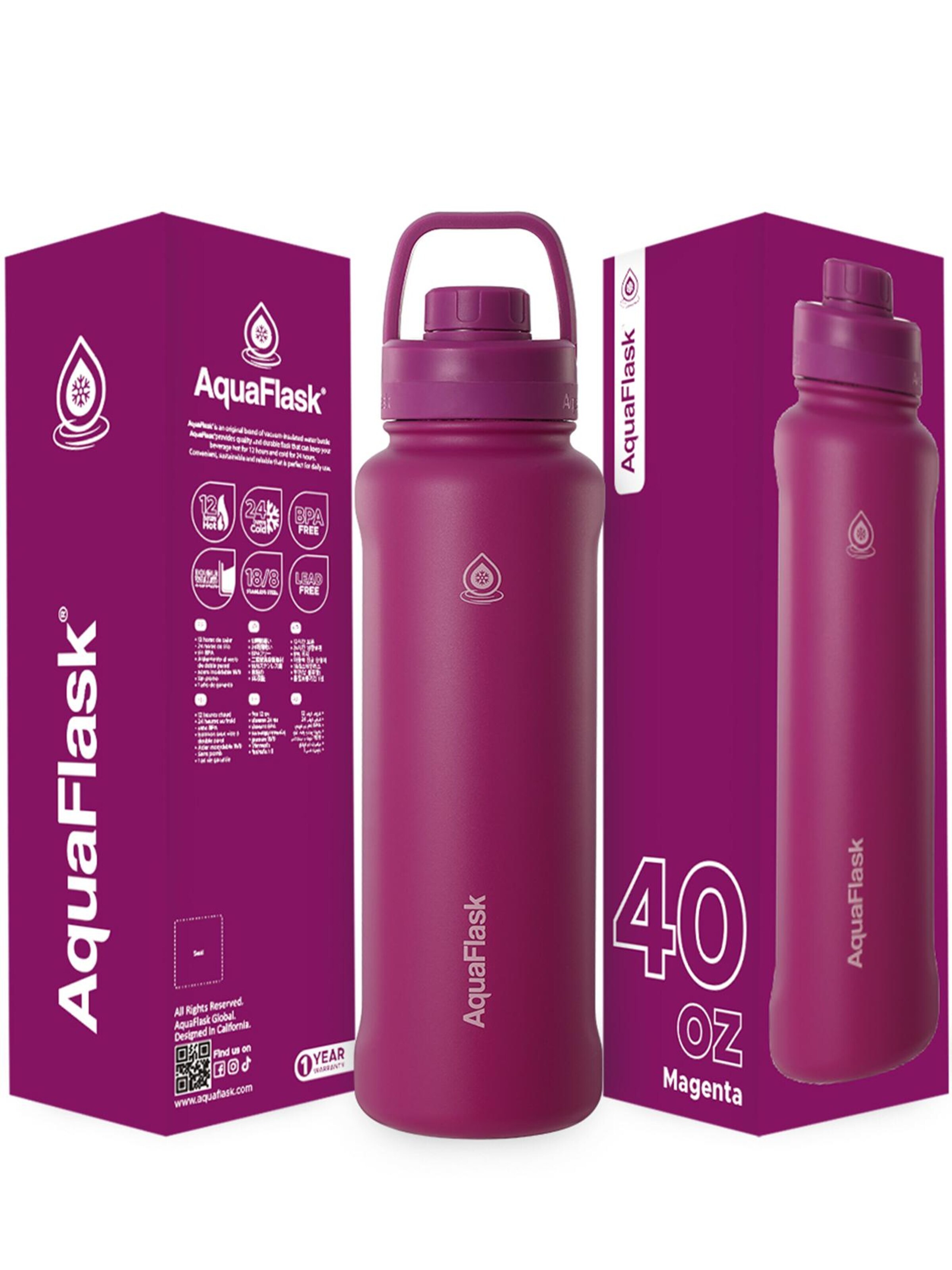 AquaFlask Láhev na vodu 'AquaFlask Termoláhev REGULAR+ 1,18l' – pink