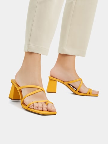 Pull&Bear T-bar sandals in Yellow