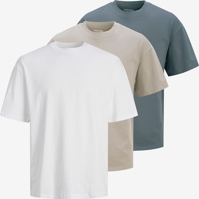 JACK & JONES Majica 'JJHugo' veličine S u bež / bazalt siva / bijela, Pregled proizvoda