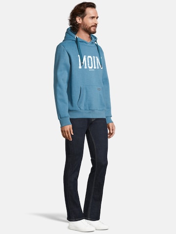 Sweat-shirt 'Heff - Moin' salzhaut en bleu