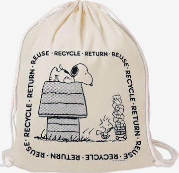 LOGOSHIRT Turnbeutel 'Peanuts - Reuse, Recycle, Return' in Beige: Vorderseite