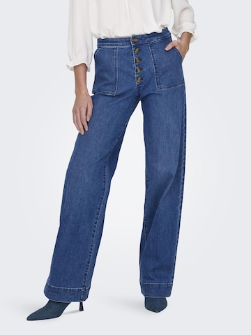 ONLY Wide leg Jeans in Blauw: voorkant