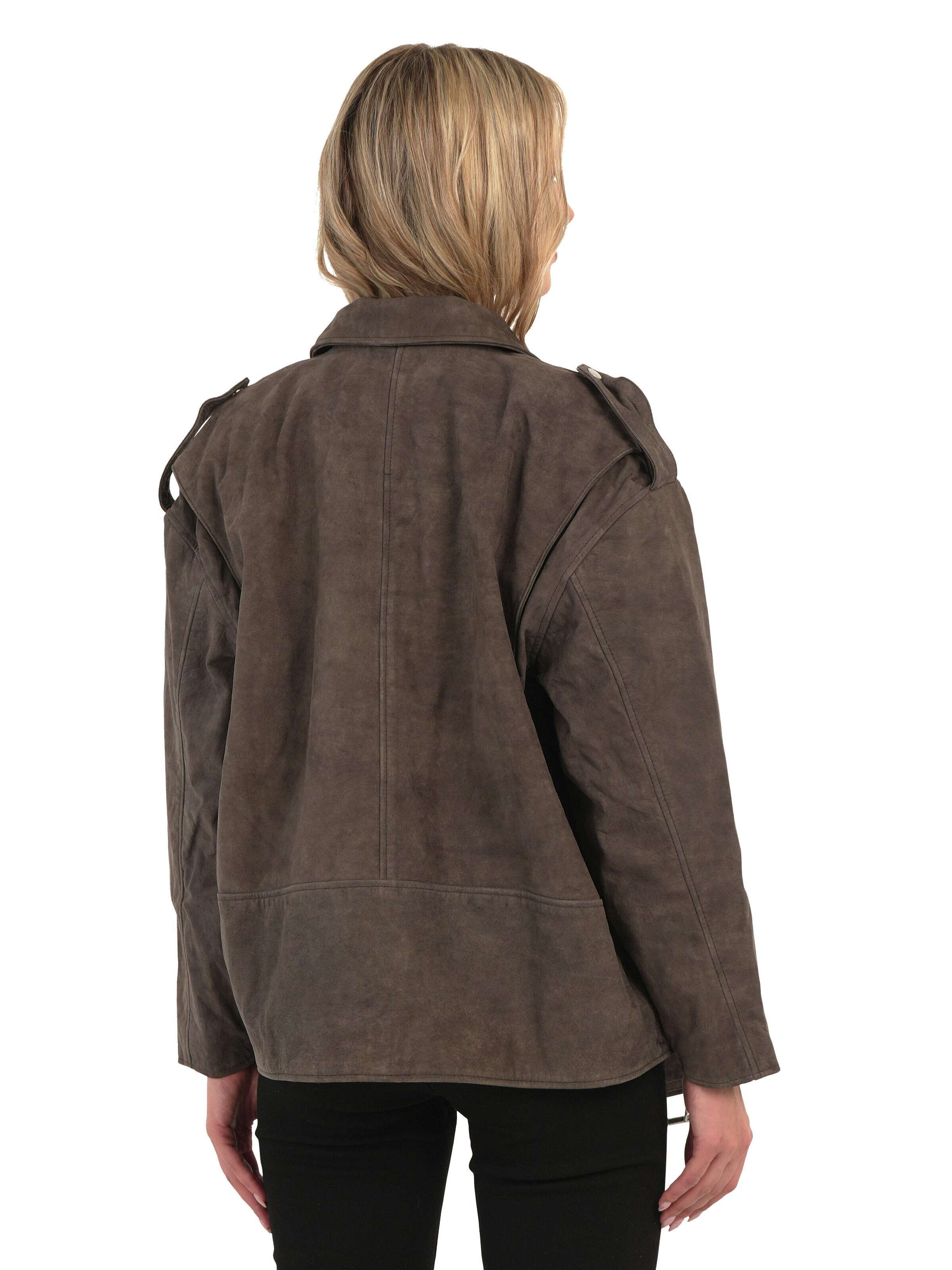 Chic and Clicks - Chaqueta de entretiempo 'Dakota Suede' en marrón