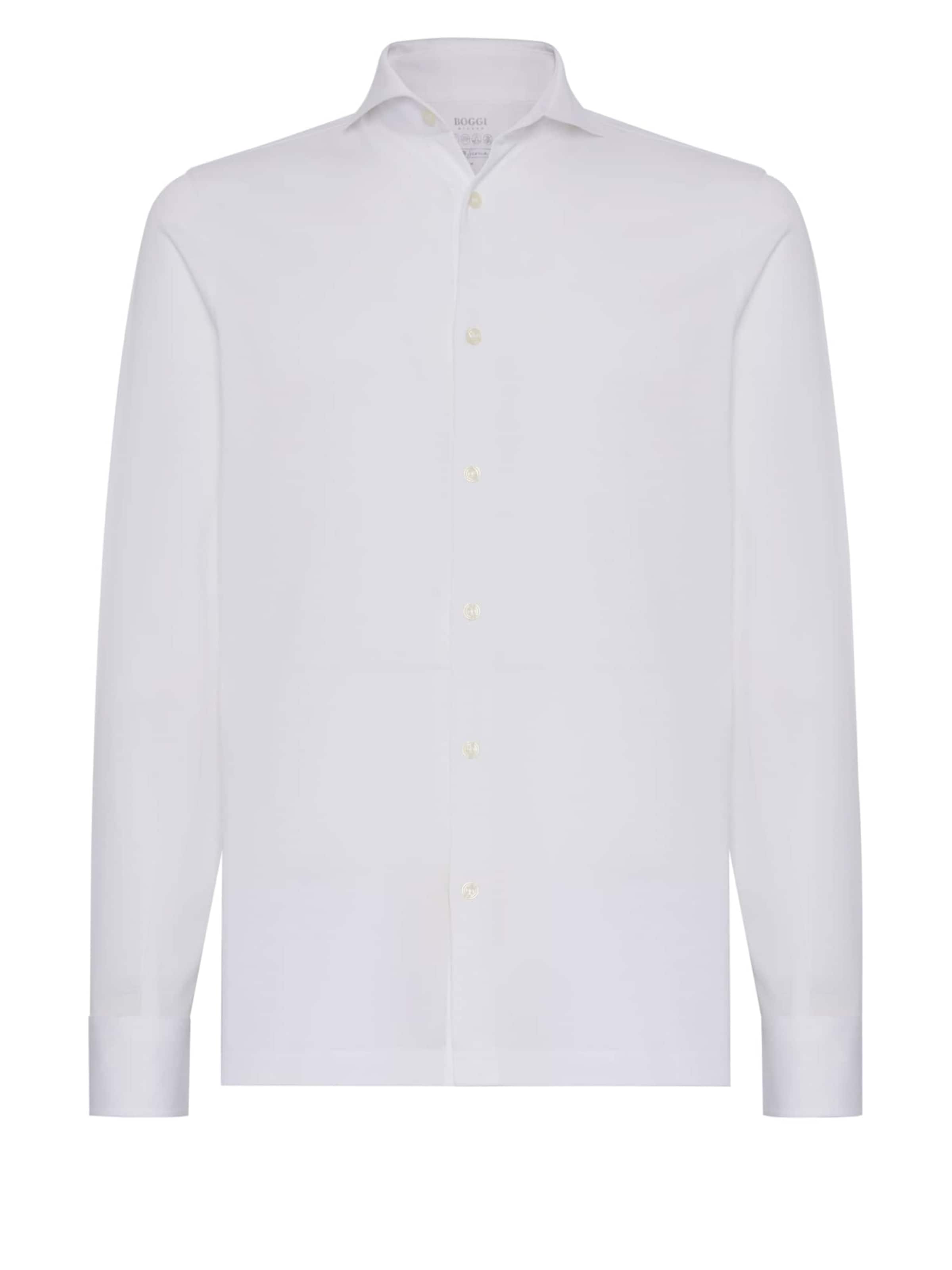 Boggi Milano Slim fit Button Up Shirt 'Filo Di Scozia' in White: front