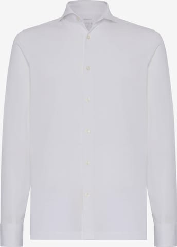 Coupe slim Chemise 'Filo Di Scozia' Boggi Milano en blanc : devant