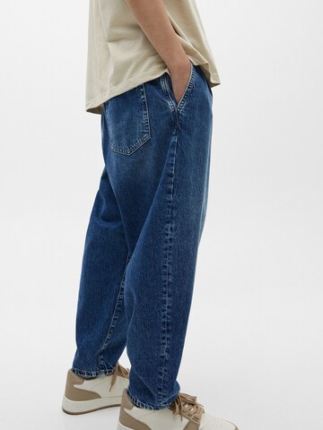 Pull&Bear Loosefit Bandplooi jeans in Blauw