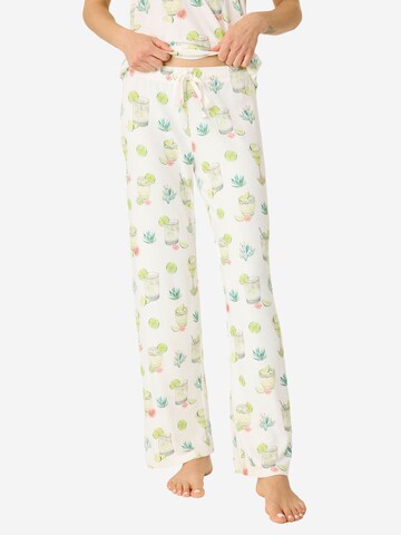 PJ Salvage Pyjamahose 'Limes & Sunshine' in Weiß: Vorderseite