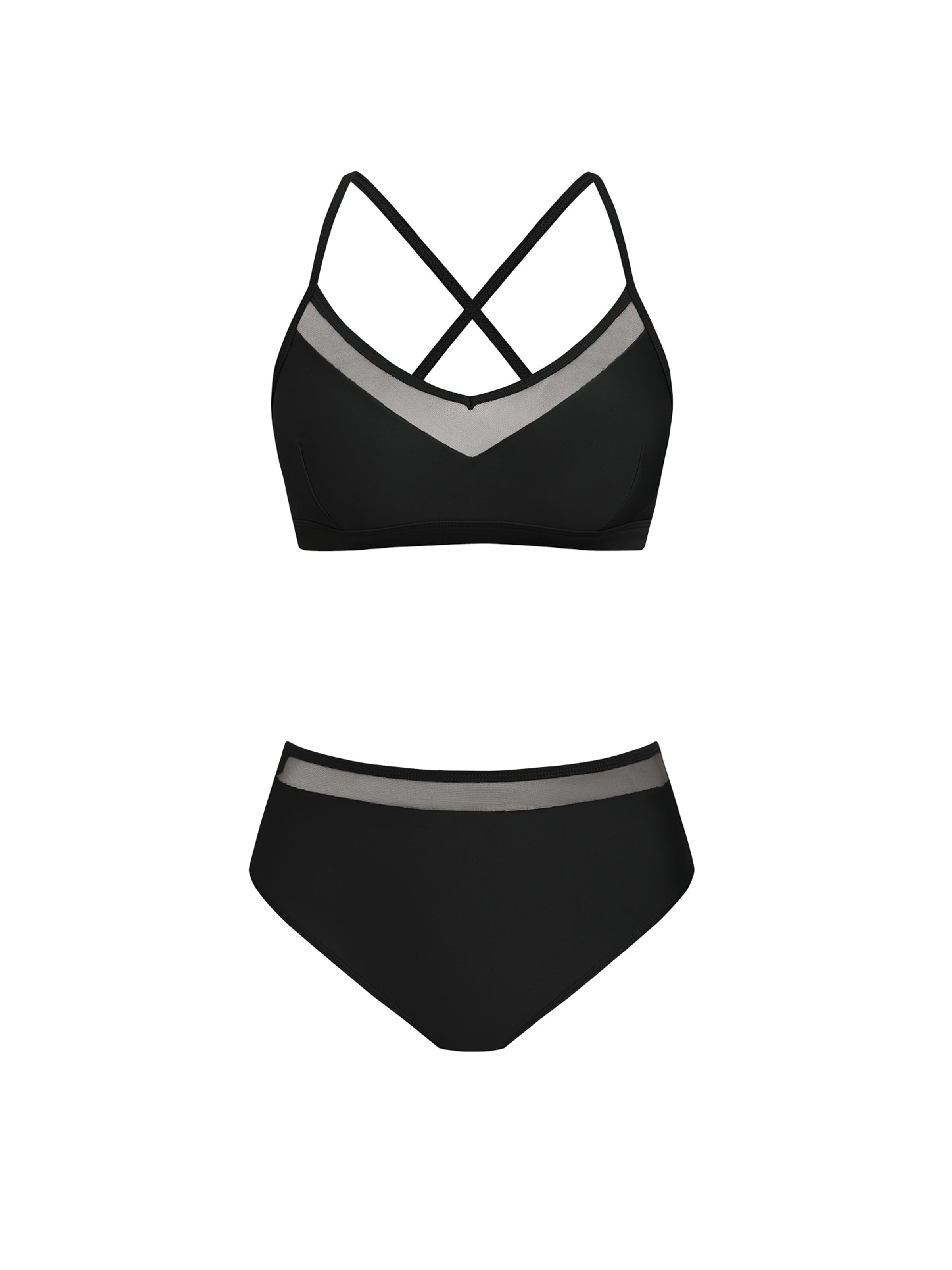 Cupshe Bikini 'V-neck'‌‌‌‌‌‌‌‌‌ in Schwarz: Vorderseite
