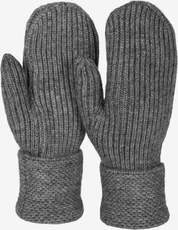 styleBREAKER Fingerhandschuhe 'Strick Fäustlinge mit gemustertem Bund' in Grau: Vorderseite